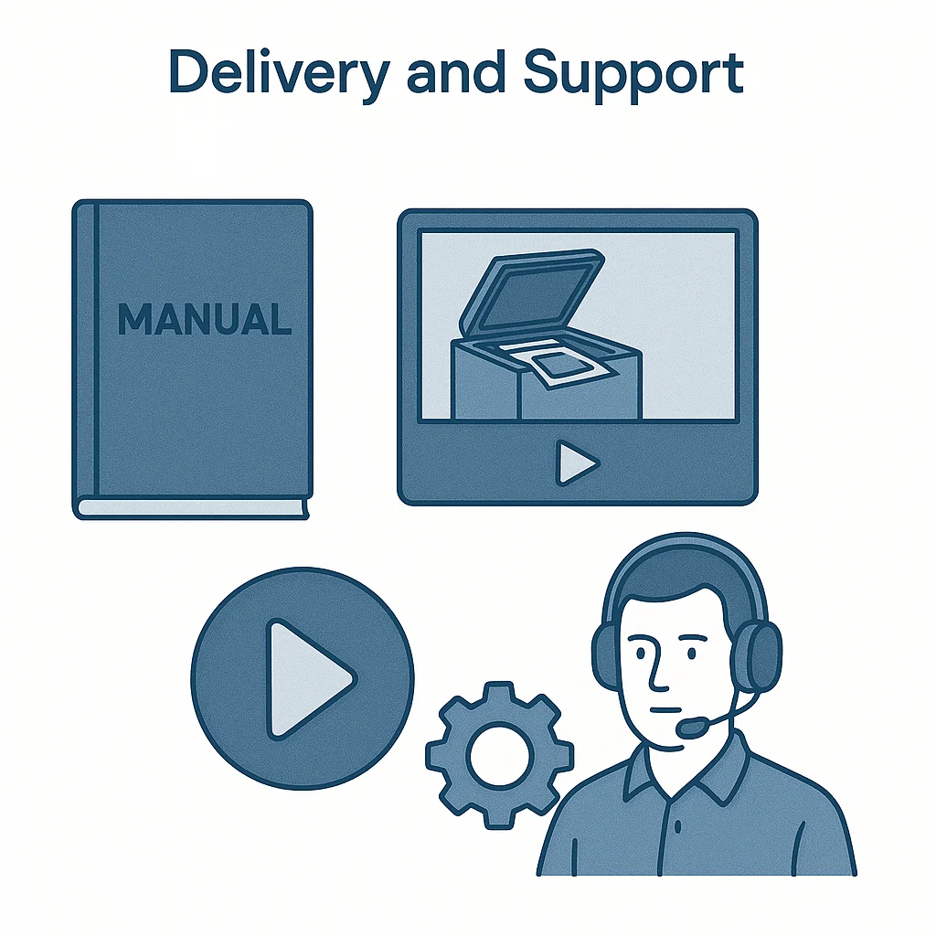 Delivery & Support – Full instruction set, video guides, lifetime tech assistance ISO9001